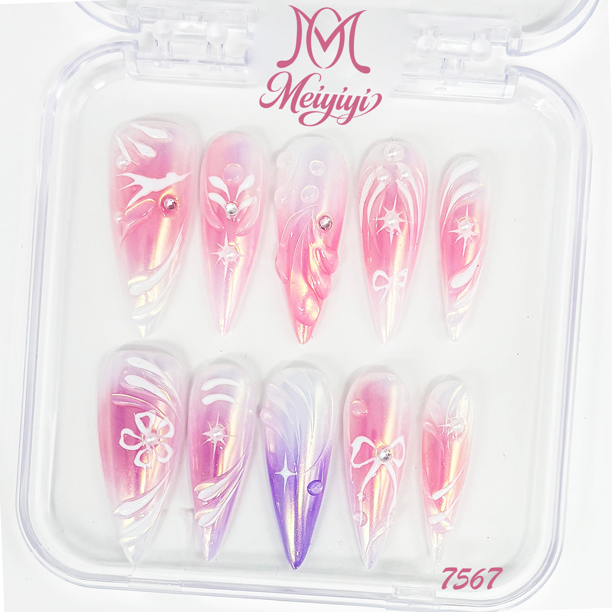 7567-MYY's designer original high-end design customized luxury hand-painted wearable nail art