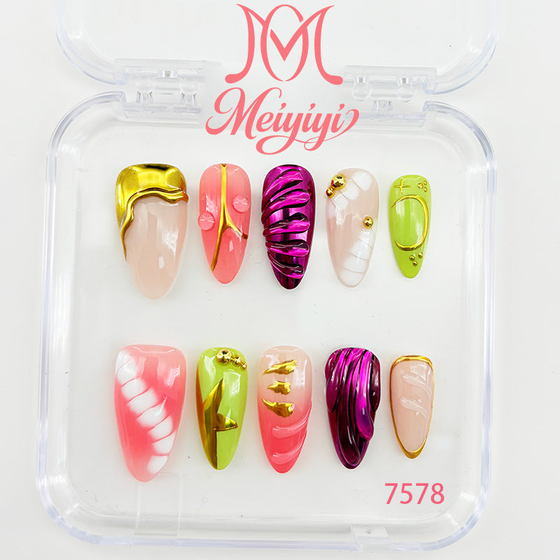 7578-MYY's designer original high-end design customized luxury hand-painted wearable nail art