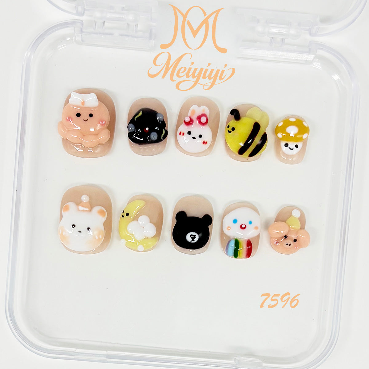 7596-MYY's designer original high-end design customized luxury hand-painted wearable nail art