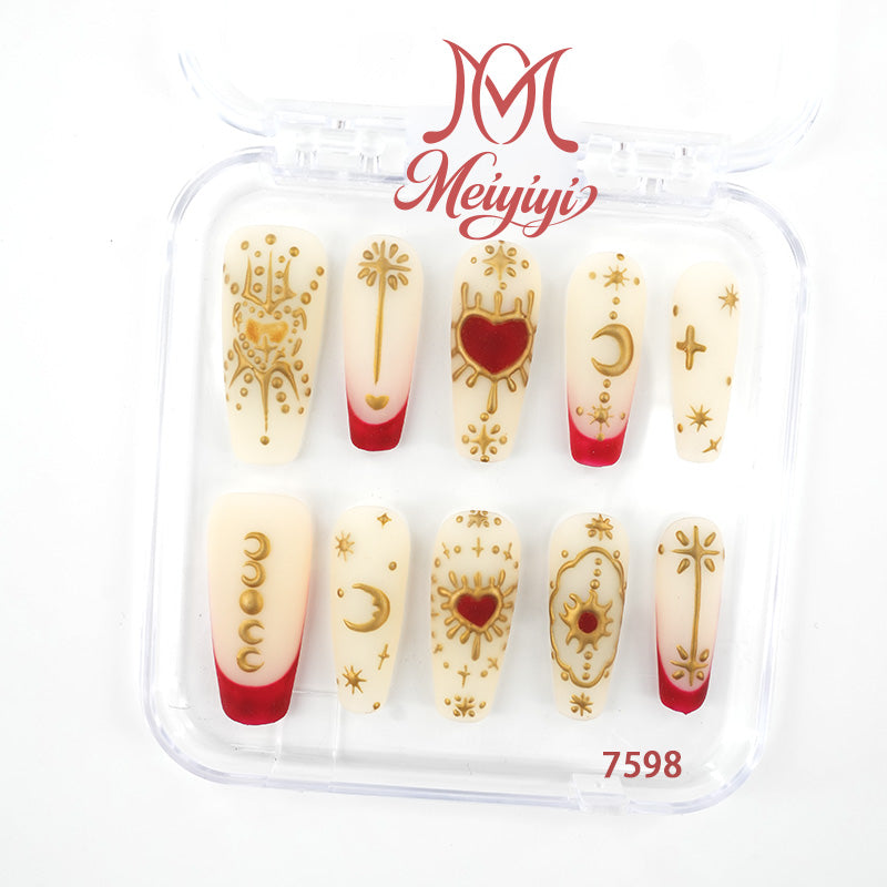7598-MYY's designer original high-end design customized luxury hand-painted wearable nail art