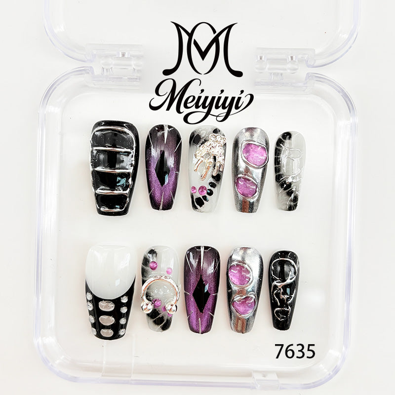 7635-MYY's designer original high-end design customized luxury hand-painted wearable nail art