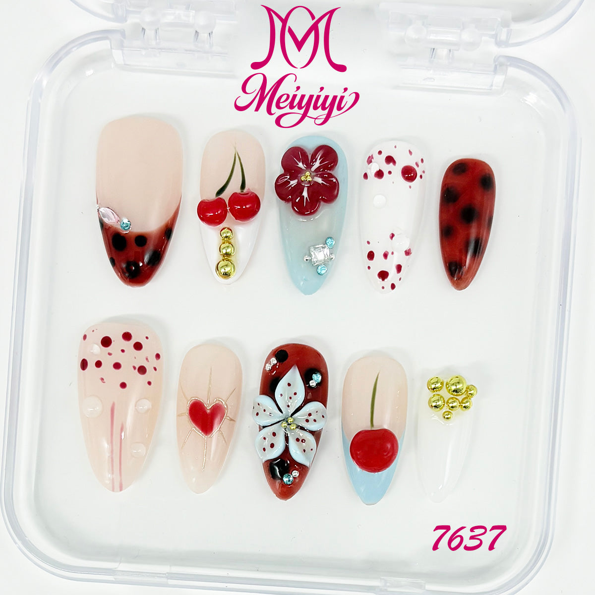 7637-MYY's designer original high-end design customized luxury hand-painted wearable nail art
