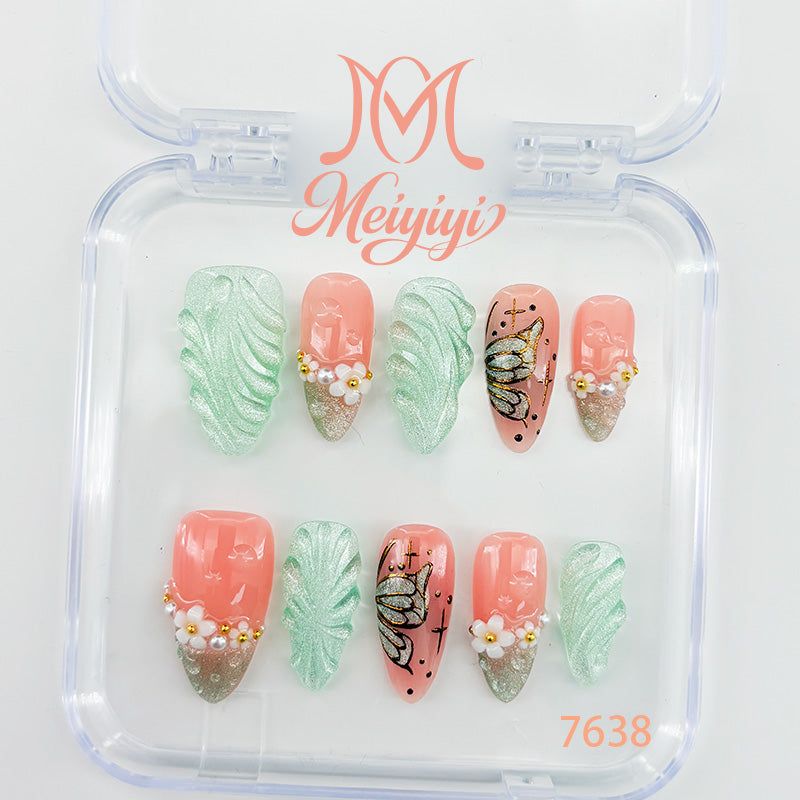7638-MYY's designer original high-end design customized luxury hand-painted wearable nail art