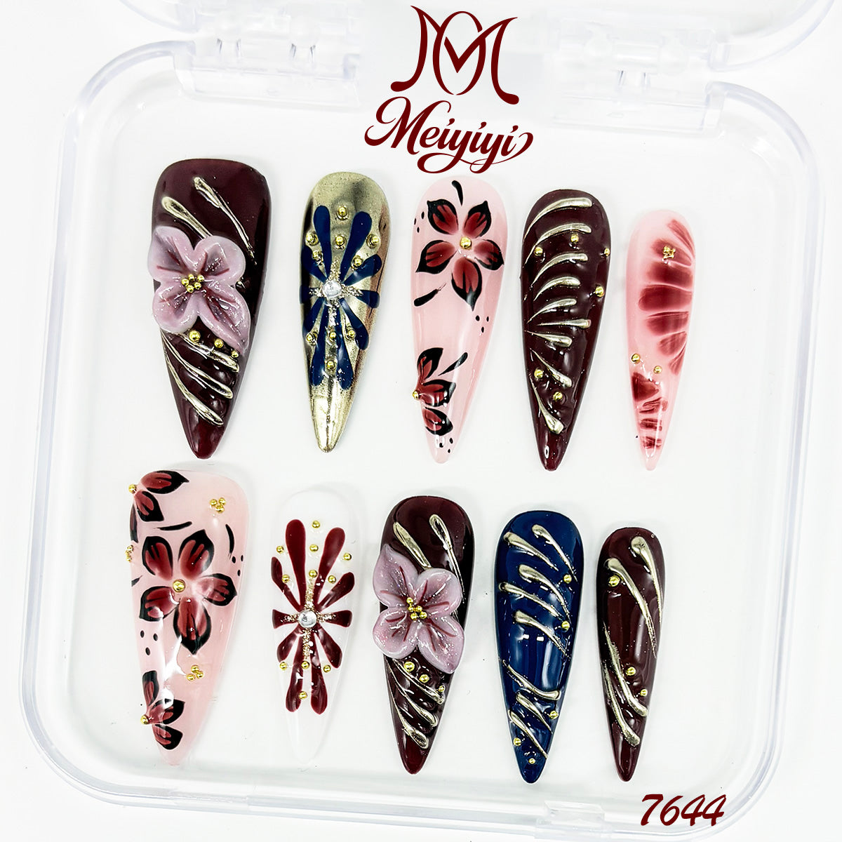 7644-MYY's designer original high-end design customized luxury hand-painted wearable nail art