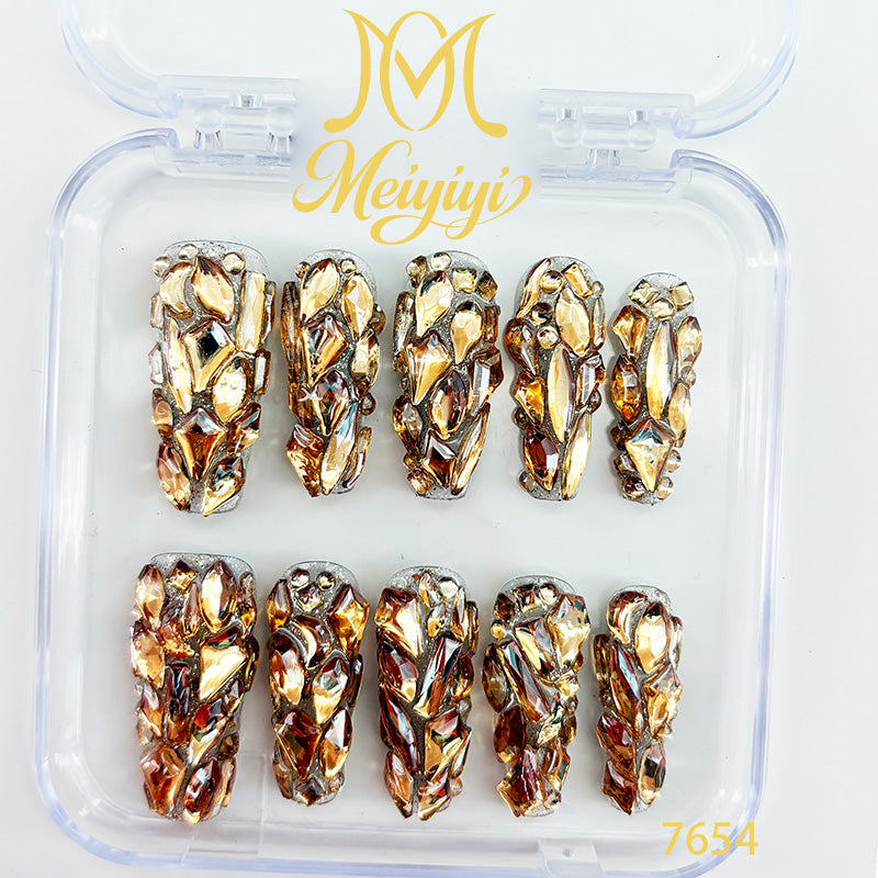 7654-MYY's designer original high-end design customized luxury hand-painted wearable nail art
