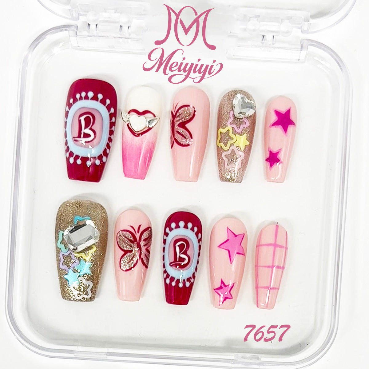 7657-MYY's designer original high-end design customized luxury hand-painted wearable nail art