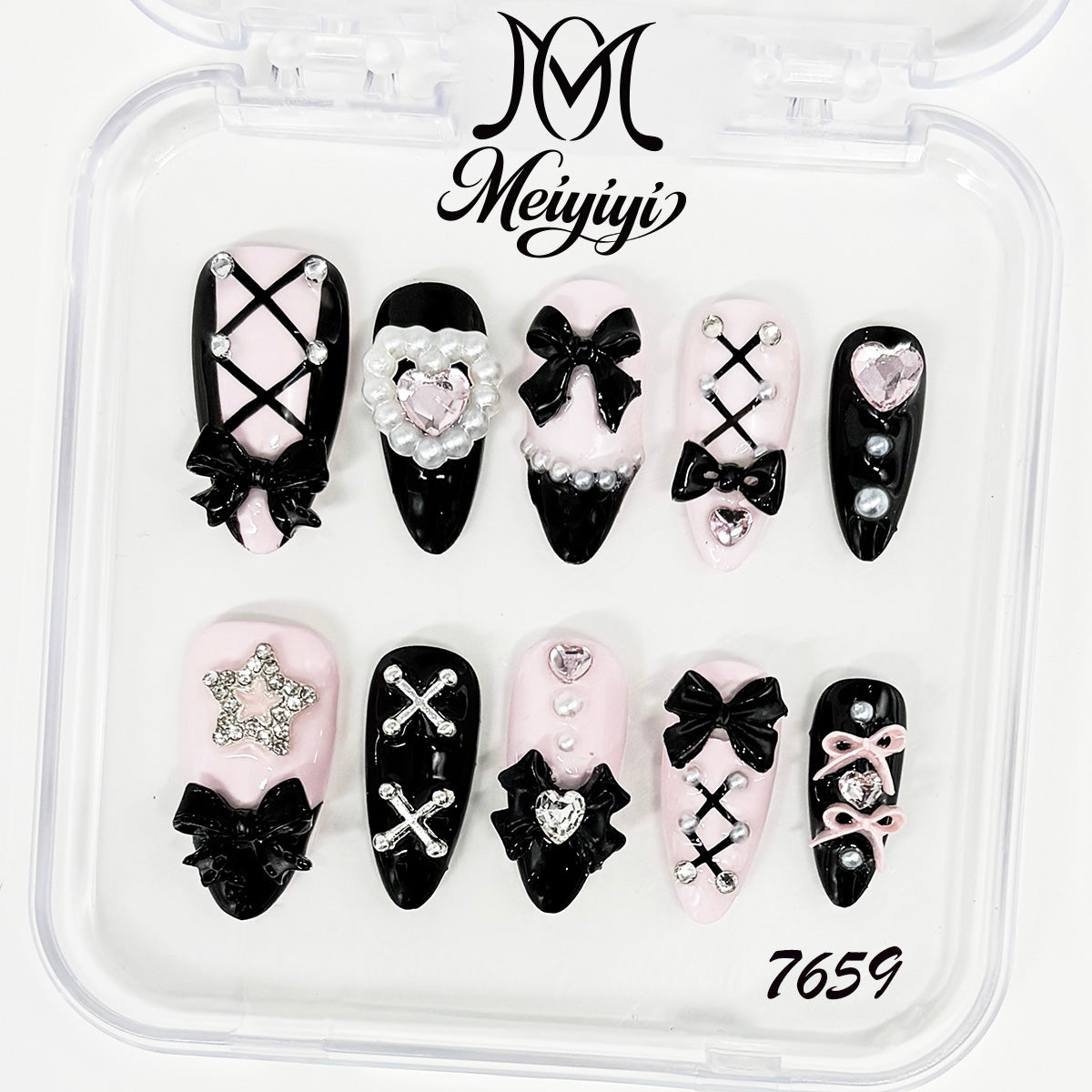 7659-MYY's designer original high-end design customized luxury hand-painted wearable nail art