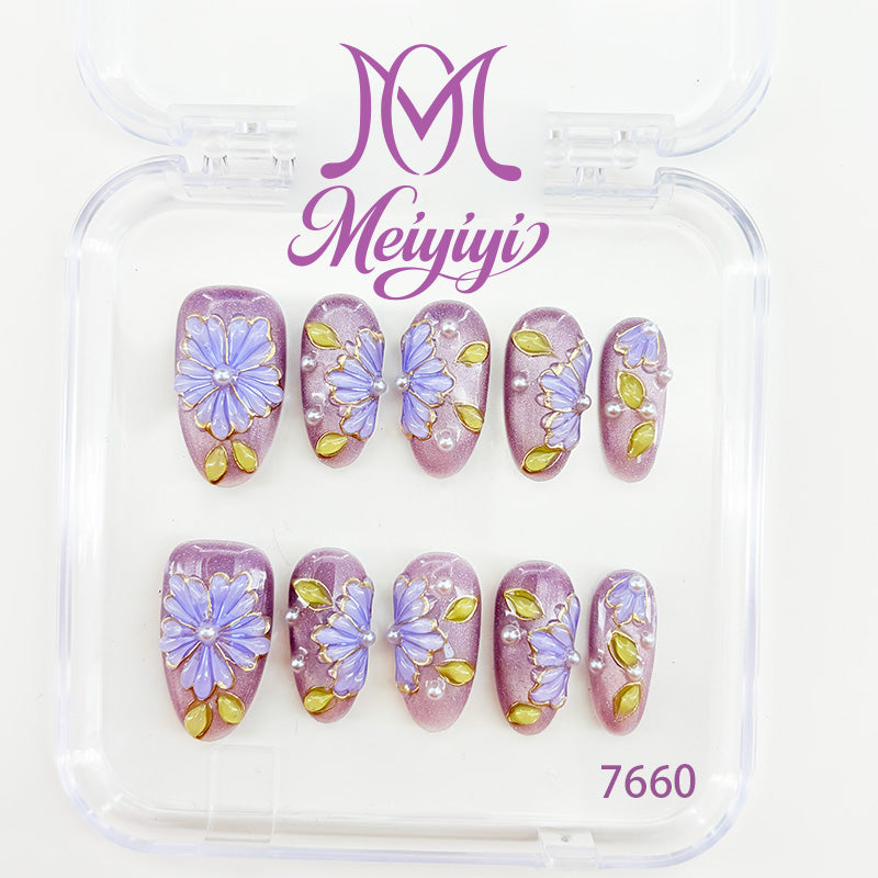 7660-MYY's designer original high-end design customized luxury hand-painted wearable nail art