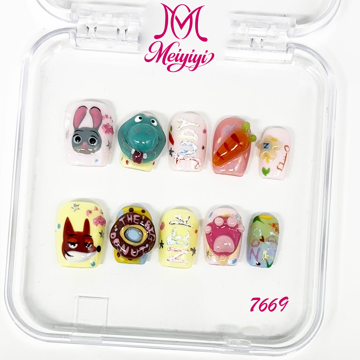 7669-MYY's designer original high-end design customized luxury hand-painted wearable nail art