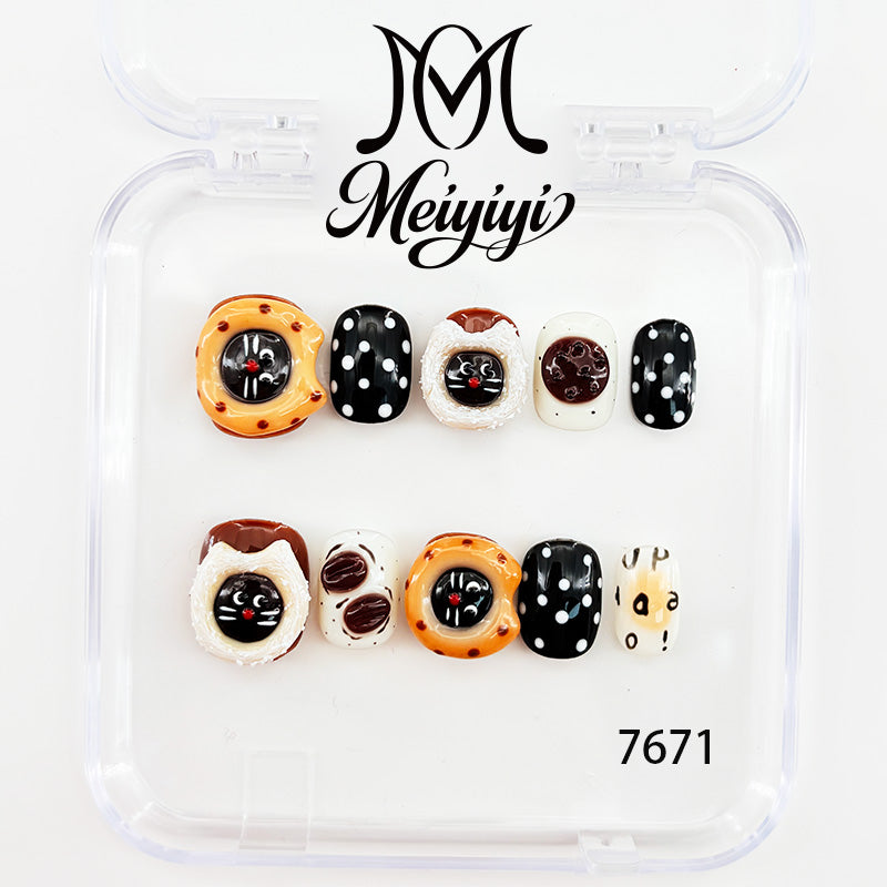 7671-MYY's designer original high-end design customized luxury hand-painted wearable nail art