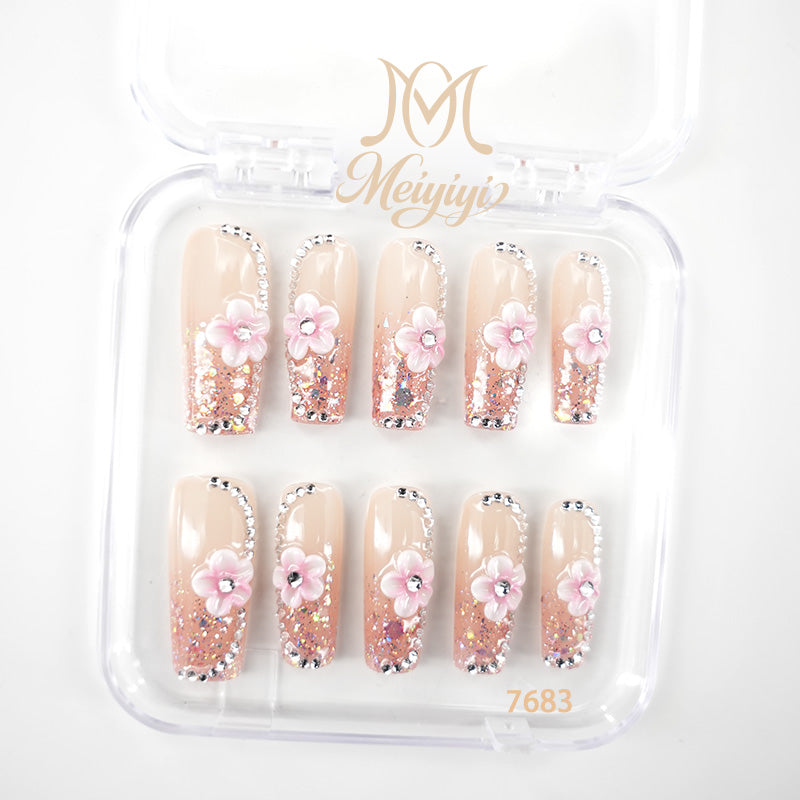 7683-MYY's designer original high-end design customized luxury hand-painted wearable nail art