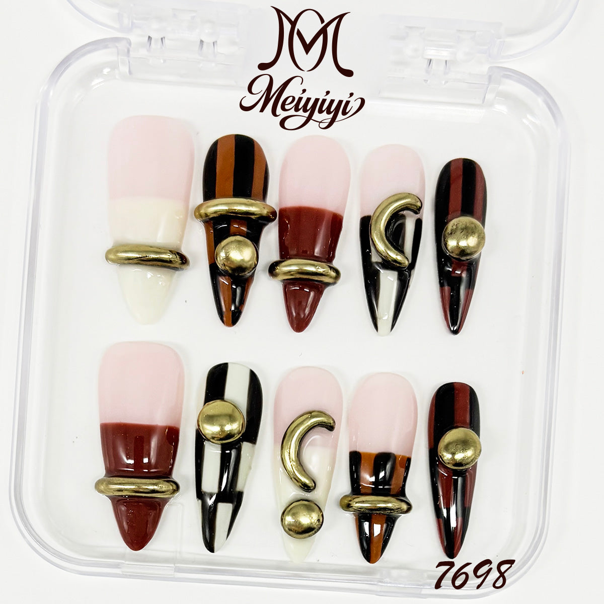 7698-MYY's designer original high-end design customized luxury hand-painted wearable nail art