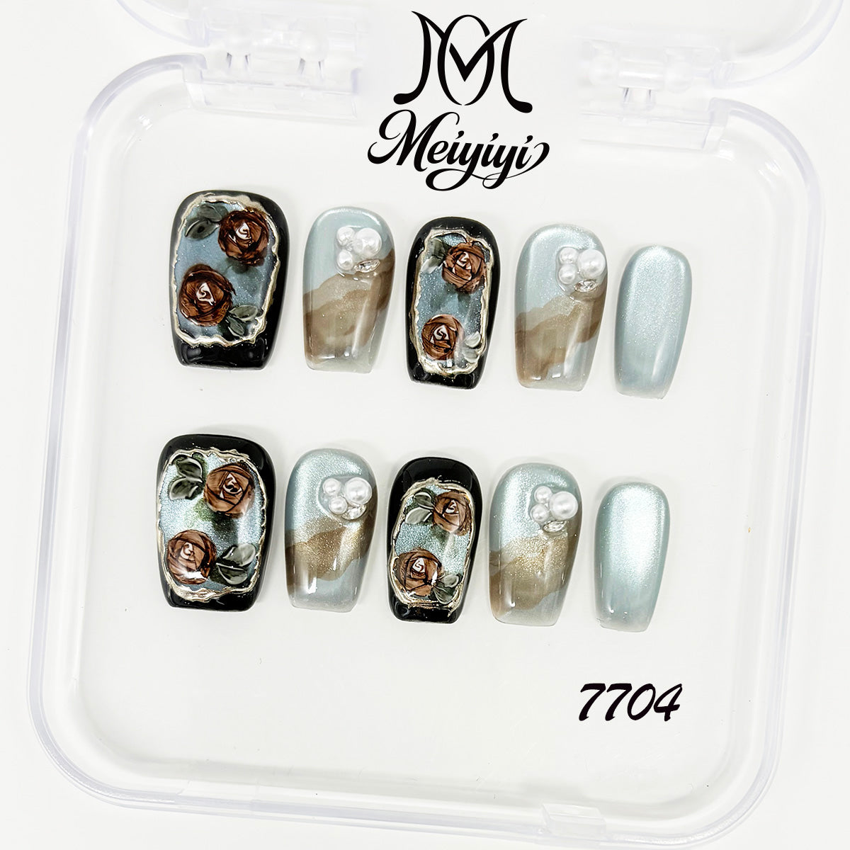 7704-MYY's designer original high-end design customized luxury hand-painted wearable nail art