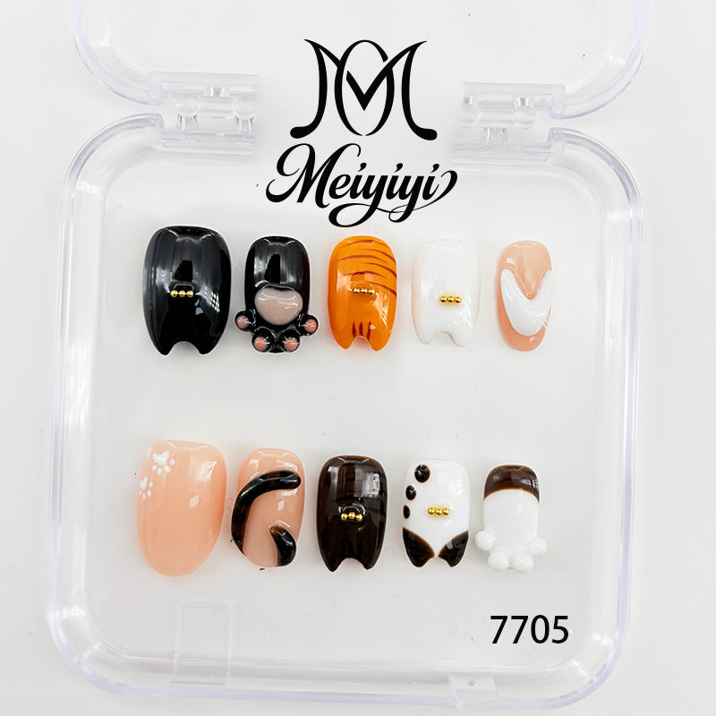 7705-MYY's designer original high-end design customized luxury hand-painted wearable nail art