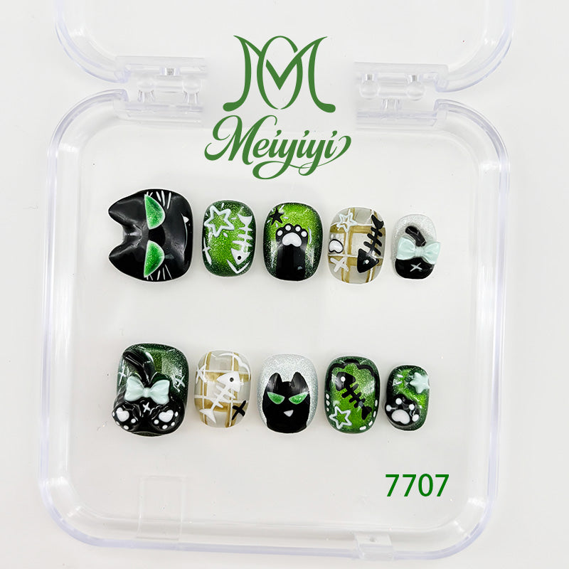 7707-MYY's designer original high-end design customized luxury hand-painted wearable nail art