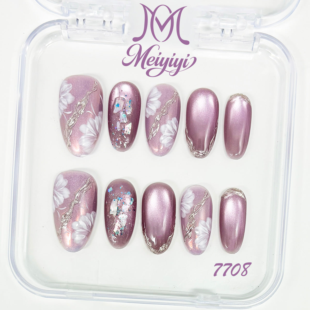 7708-MYY's designer original high-end design customized luxury hand-painted wearable nail art