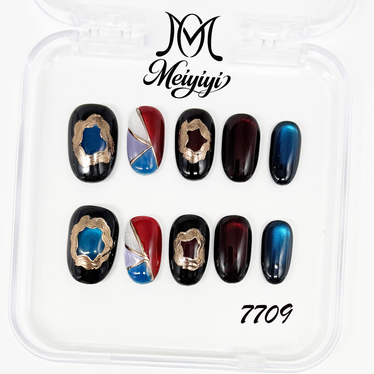 7709-MYY's designer original high-end design customized luxury hand-painted wearable nail art
