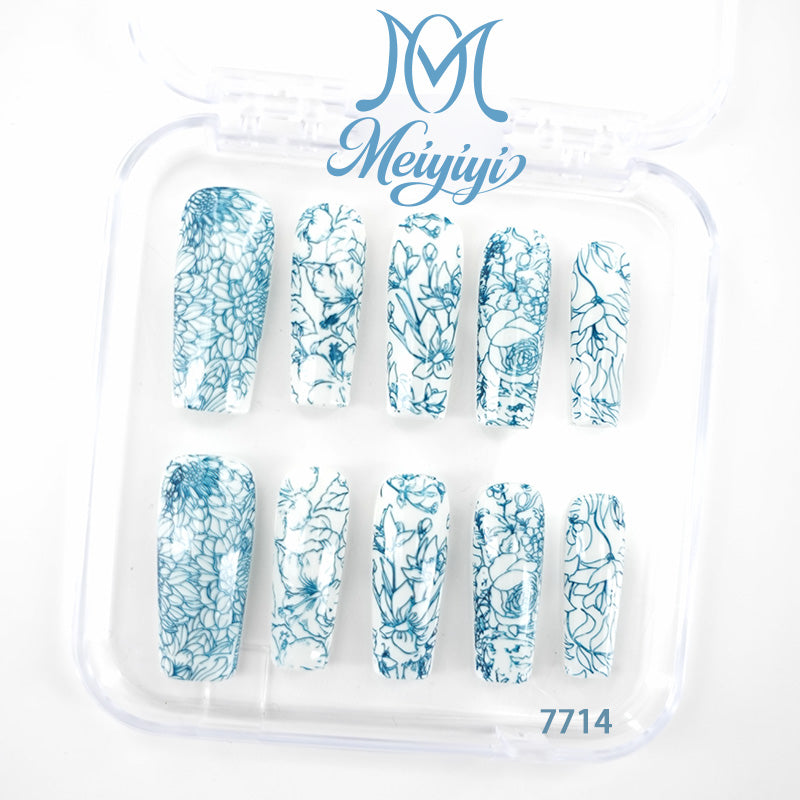 7714-MYY's designer original high-end design customized luxury hand-painted wearable nail art