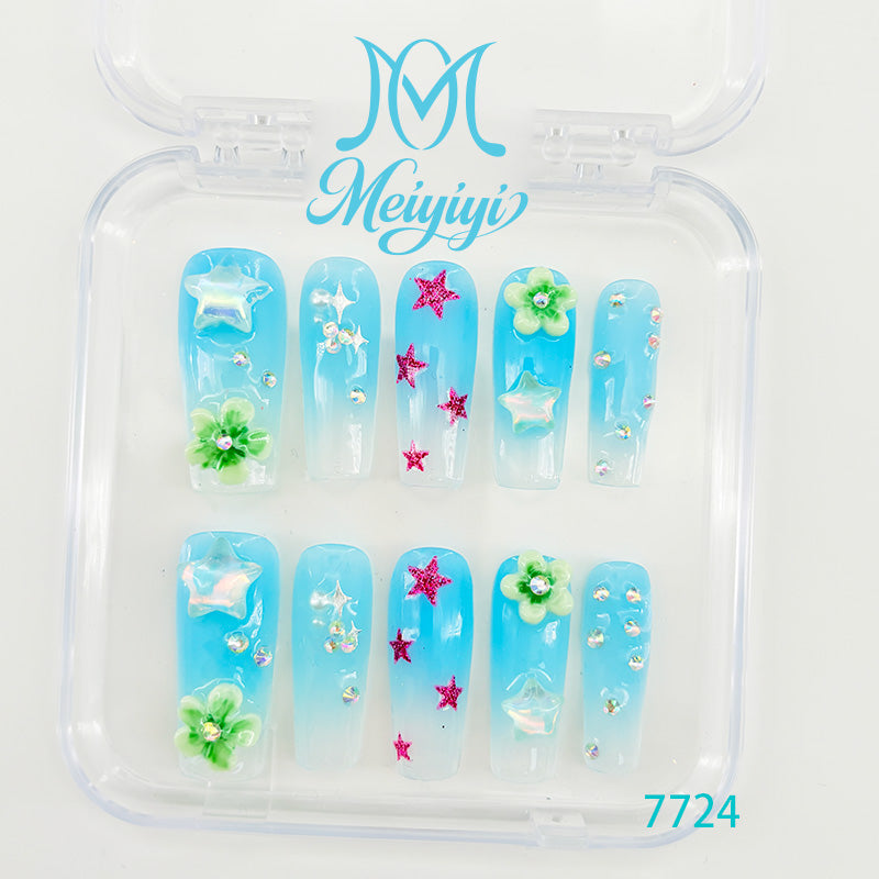 7724-MYY's designer original high-end design customized luxury hand-painted wearable nail art