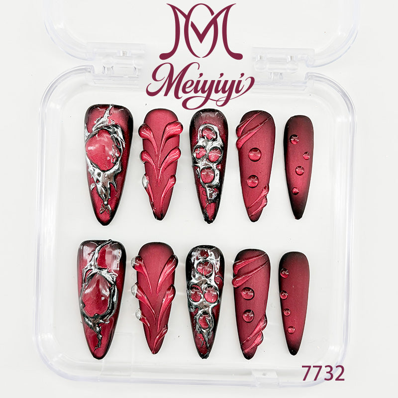 7732-MYY's designer original high-end design customized luxury hand-painted wearable nail art