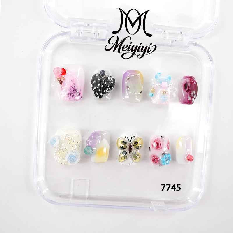 7745-MYY's designer original high-end design customized luxury hand-painted wearable nail art