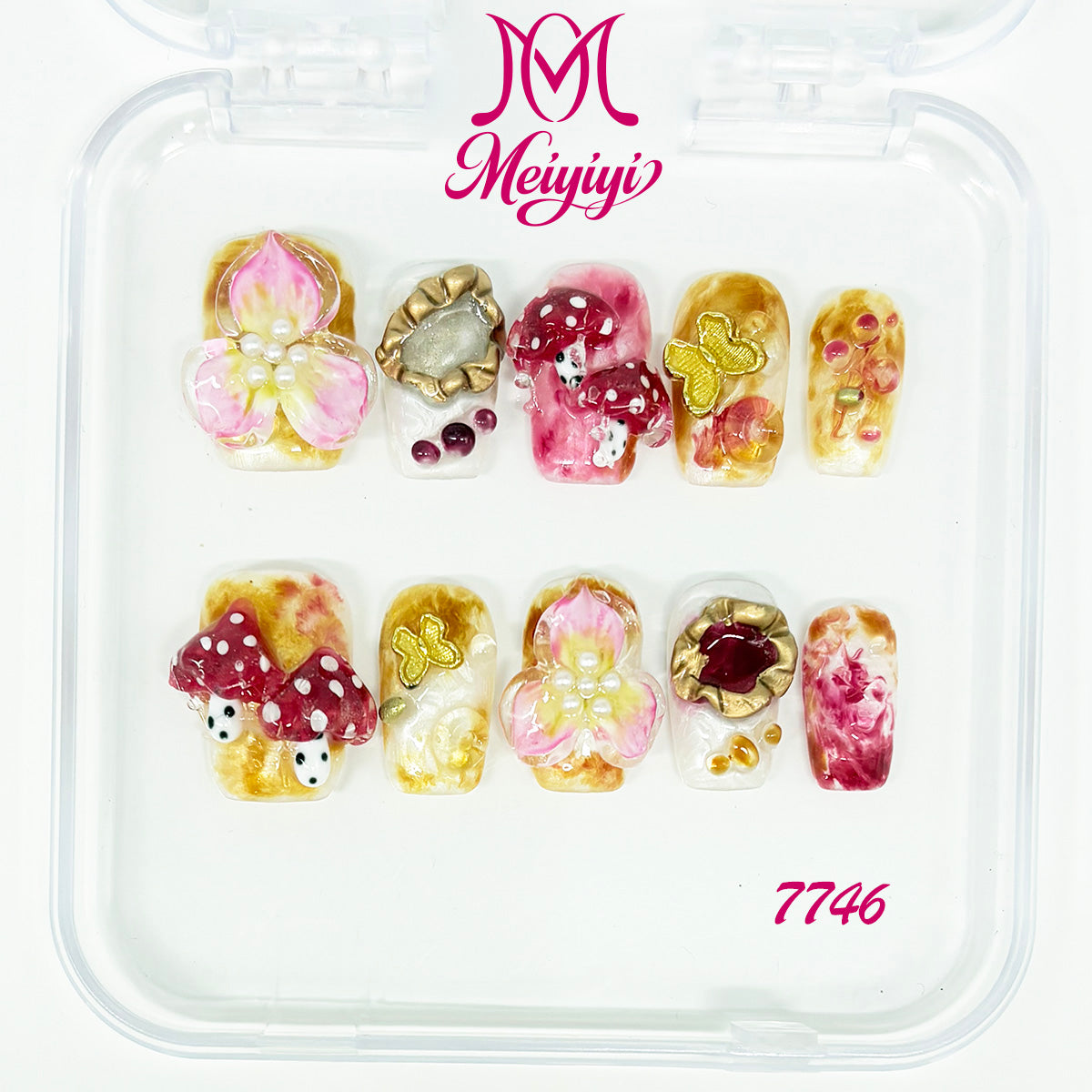 7746-MYY's designer original high-end design customized luxury hand-painted wearable nail art