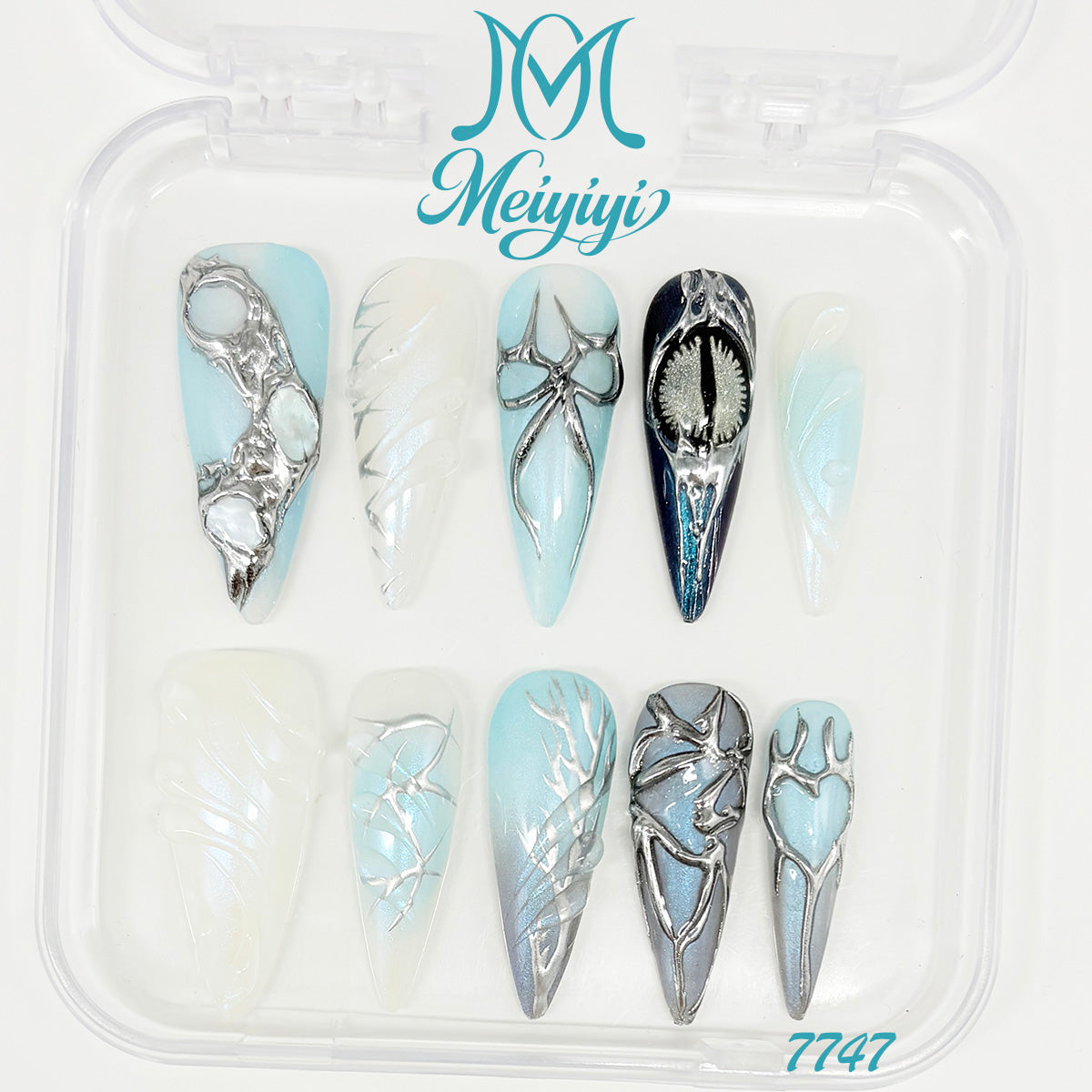 7747-MYY's designer original high-end design customized luxury hand-painted wearable nail art