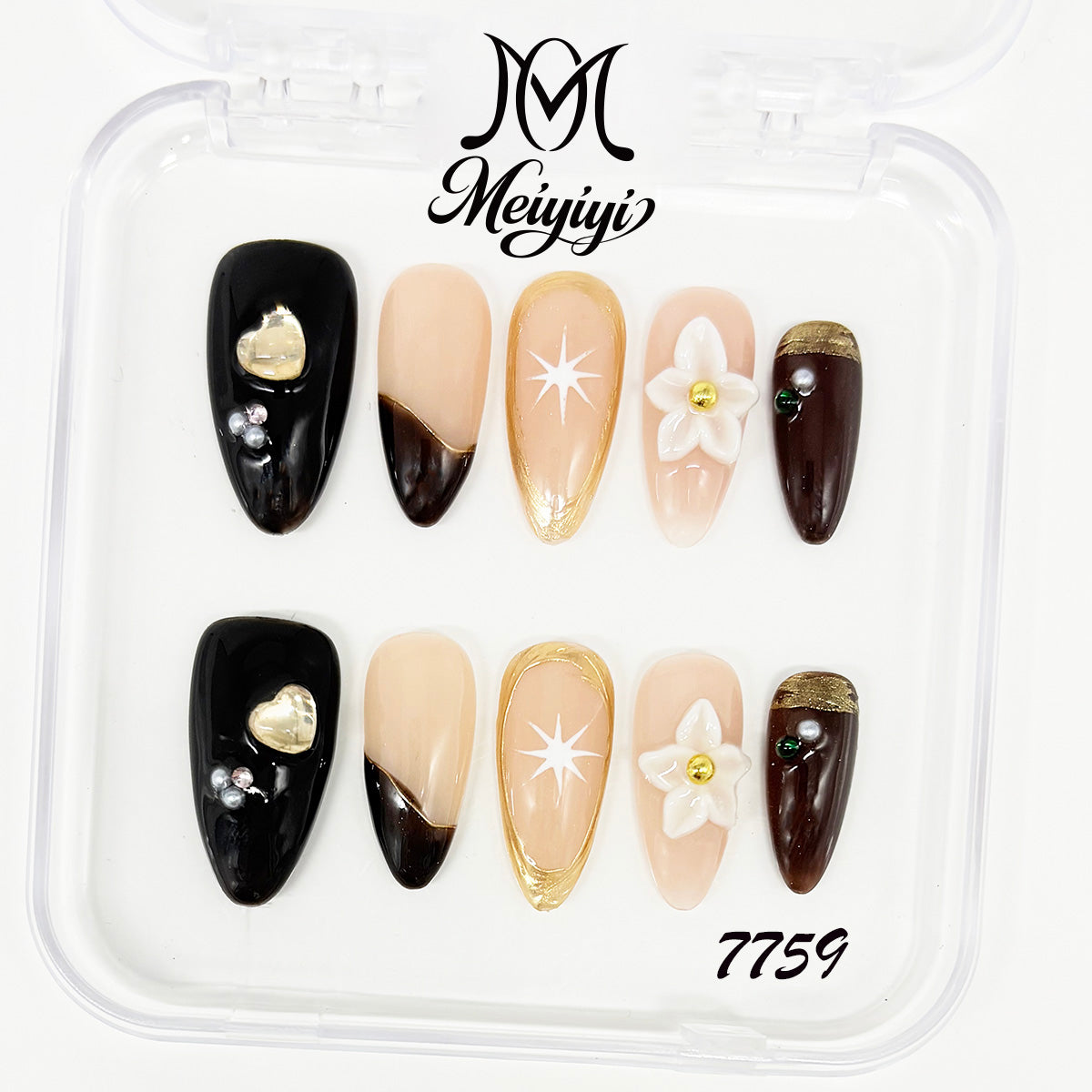 7759-MYY's designer original high-end design customized luxury hand-painted wearable nail art