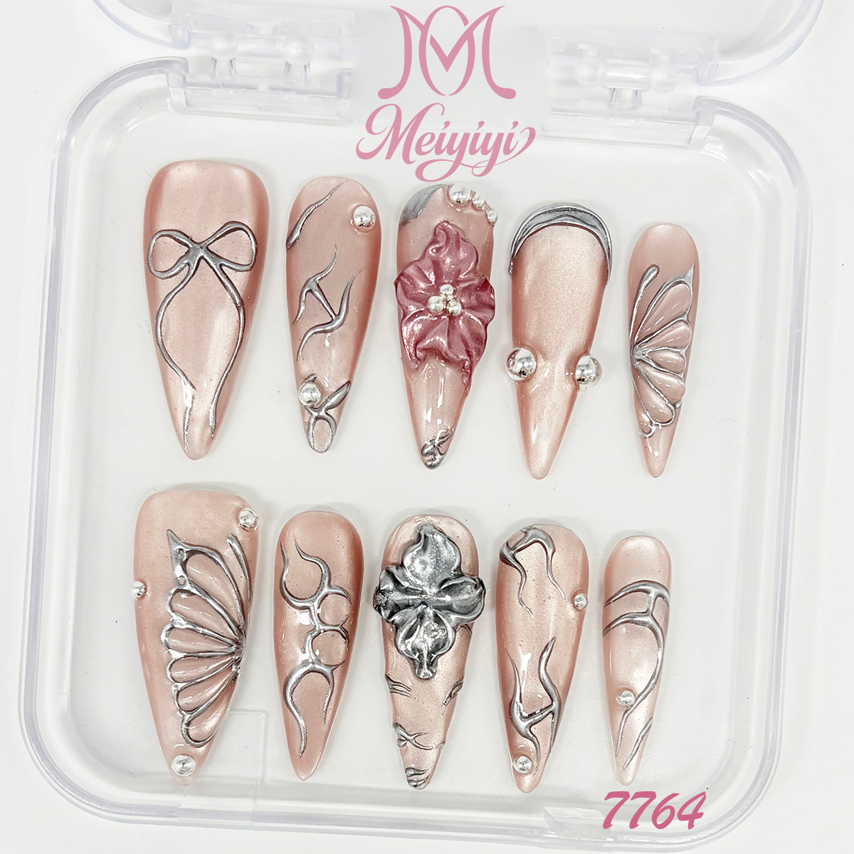 7764-MYY's designer original high-end design customized luxury hand-painted wearable nail art