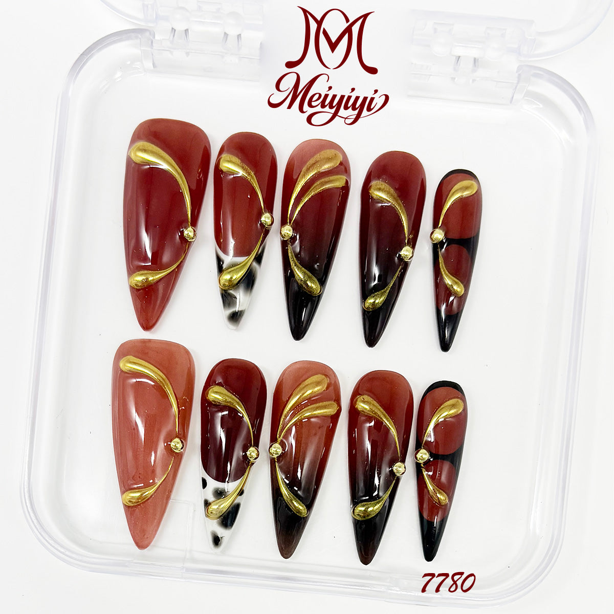 7780-MYY's designer original high-end design customized luxury hand-painted wearable nail art