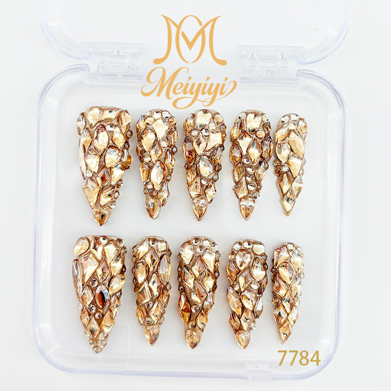 7784-MYY's designer original high-end design customized luxury hand-painted wearable nail art