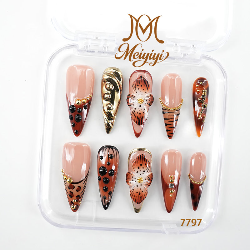 7797-MYY's designer original high-end design customized luxury hand-painted wearable nail art