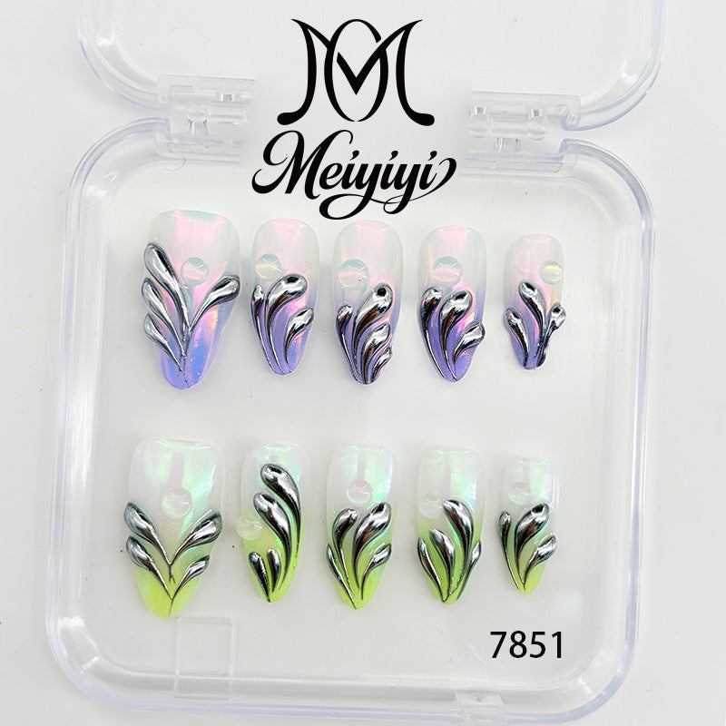7851-MYY's designer original high-end design customized luxury hand-painted wearable nail art