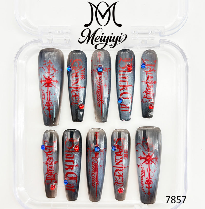 7857-MYY's designer original high-end design customized luxury hand-painted wearable nail art