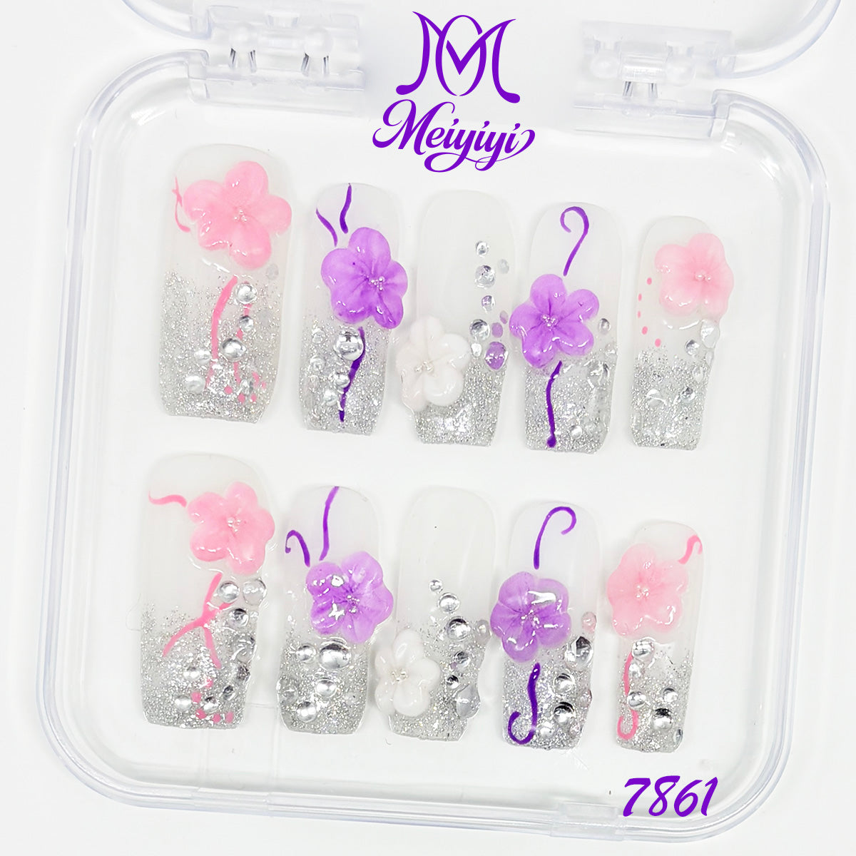 7861-MYY's designer original high-end design customized luxury hand-painted wearable nail art