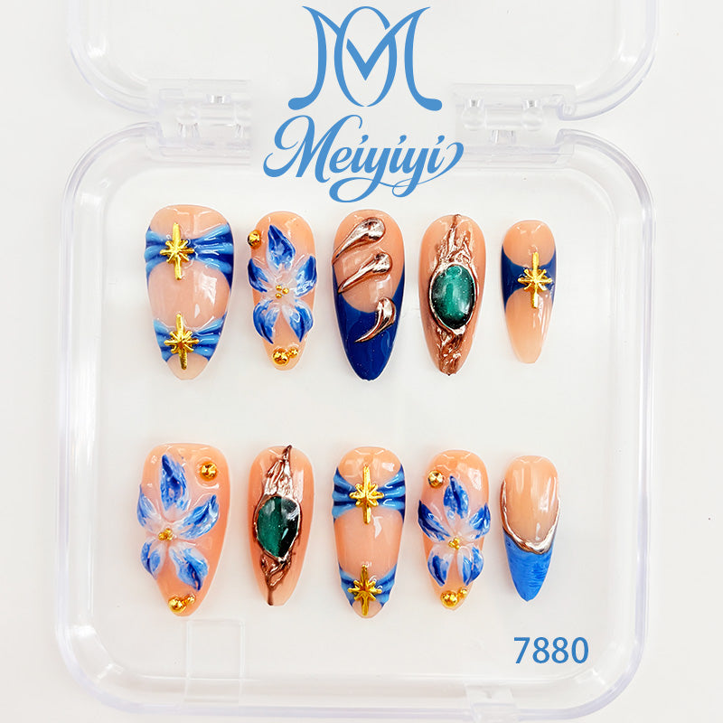 7880-MYY's designer original high-end design customized luxury hand-painted wearable nail art