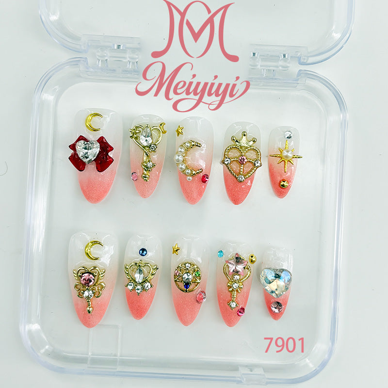 7901-MYY's designer original high-end design customized luxury hand-painted wearable nail art