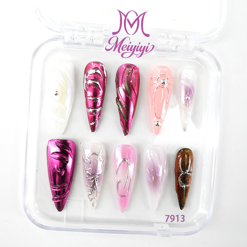 7913-MYY's designer original high-end design customized luxury hand-painted wearable nail art