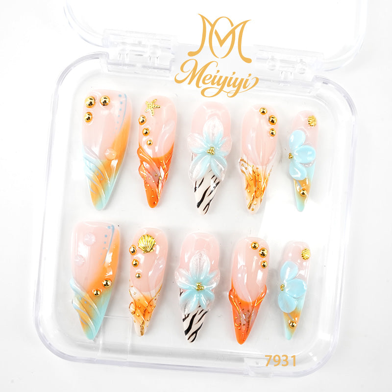 7931-MYY's designer original high-end design customized luxury hand-painted wearable nail art