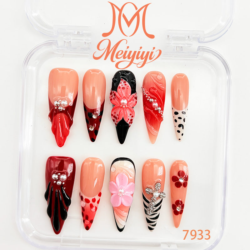 7933-MYY's designer original high-end design customized luxury hand-painted wearable nail art