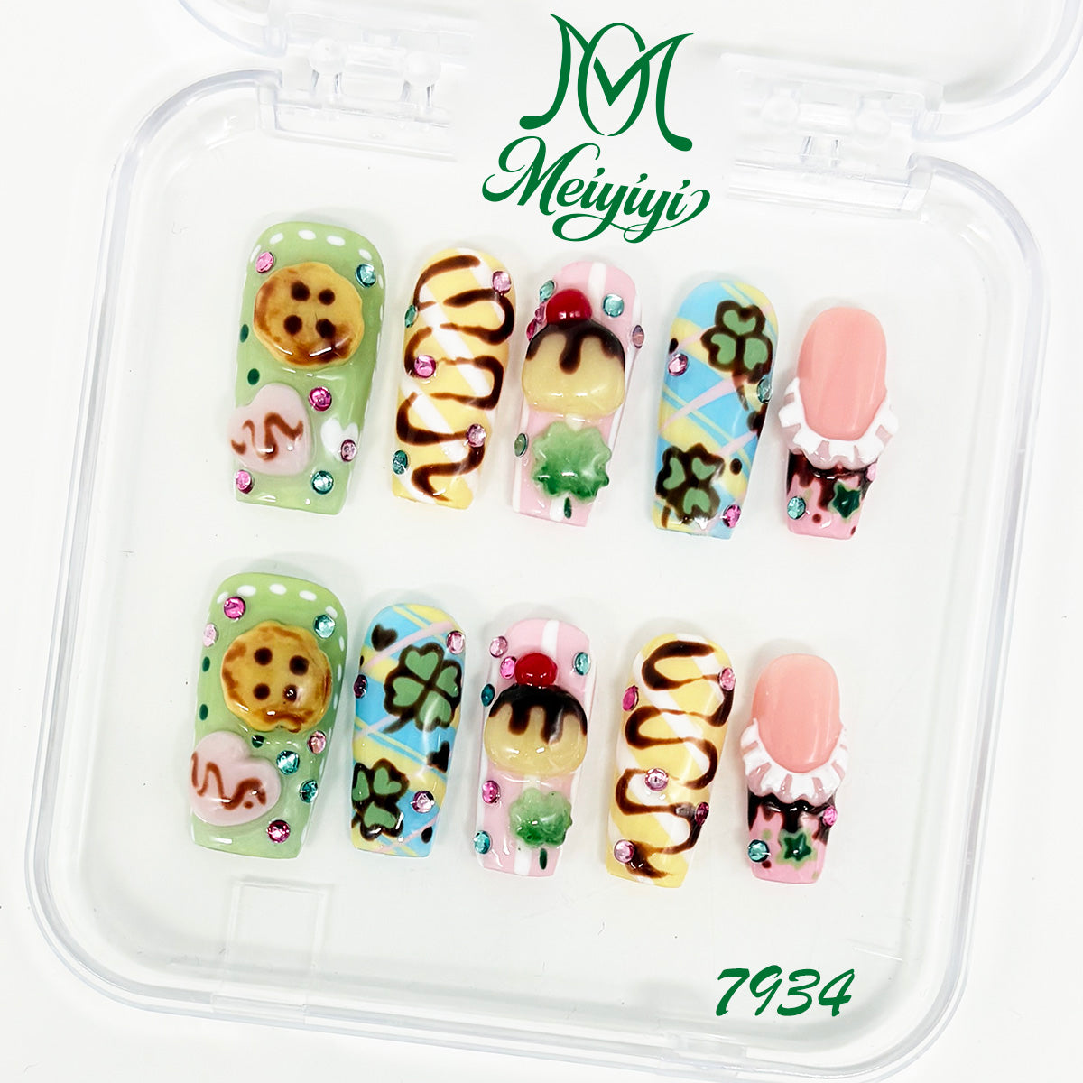 7934-MYY's designer original high-end design customized luxury hand-painted wearable nail art