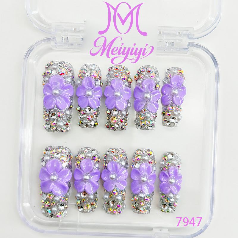 7947-MYY's designer original high-end design customized luxury hand-painted wearable nail art