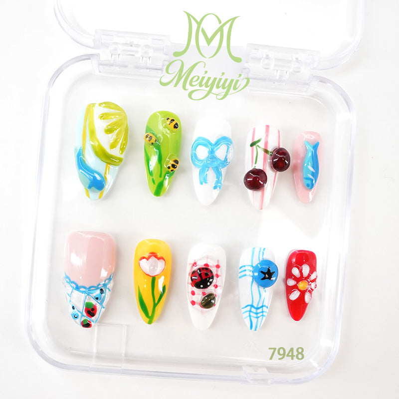 7948-MYY's designer original high-end design customized luxury hand-painted wearable nail art