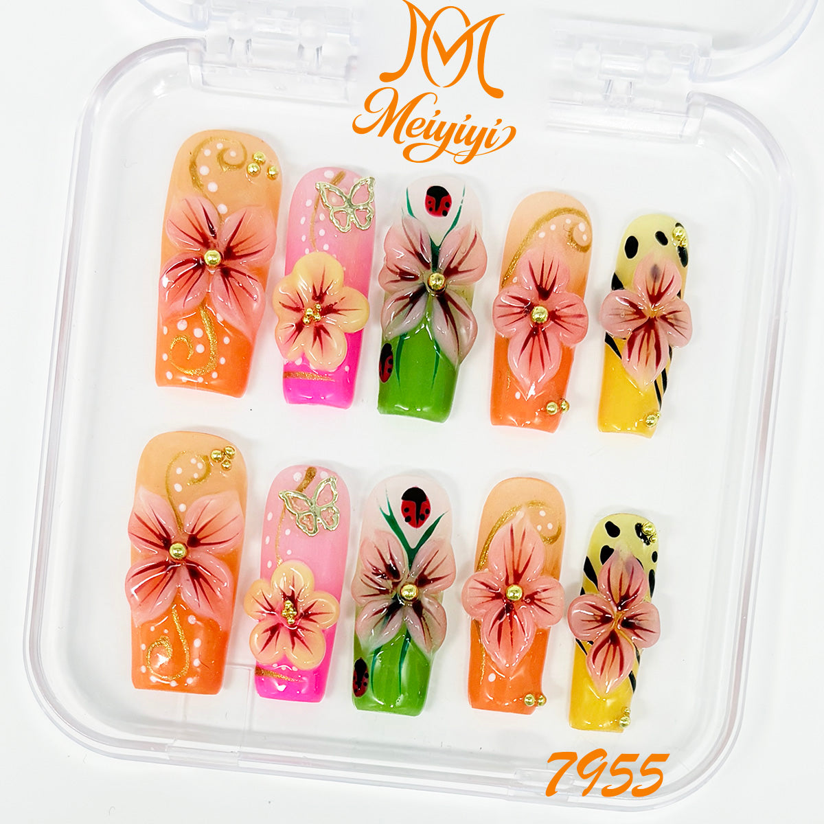 7955-MYY's designer original high-end design customized luxury hand-painted wearable nail art