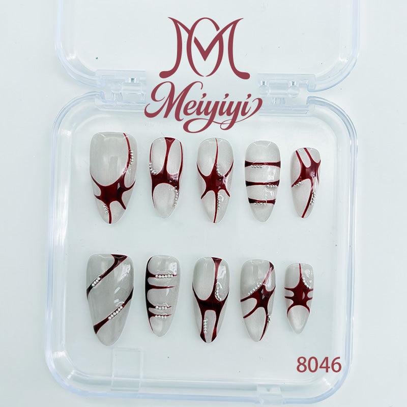 8046-MYY's designer original high-end design customized luxury hand-painted wearable nail art