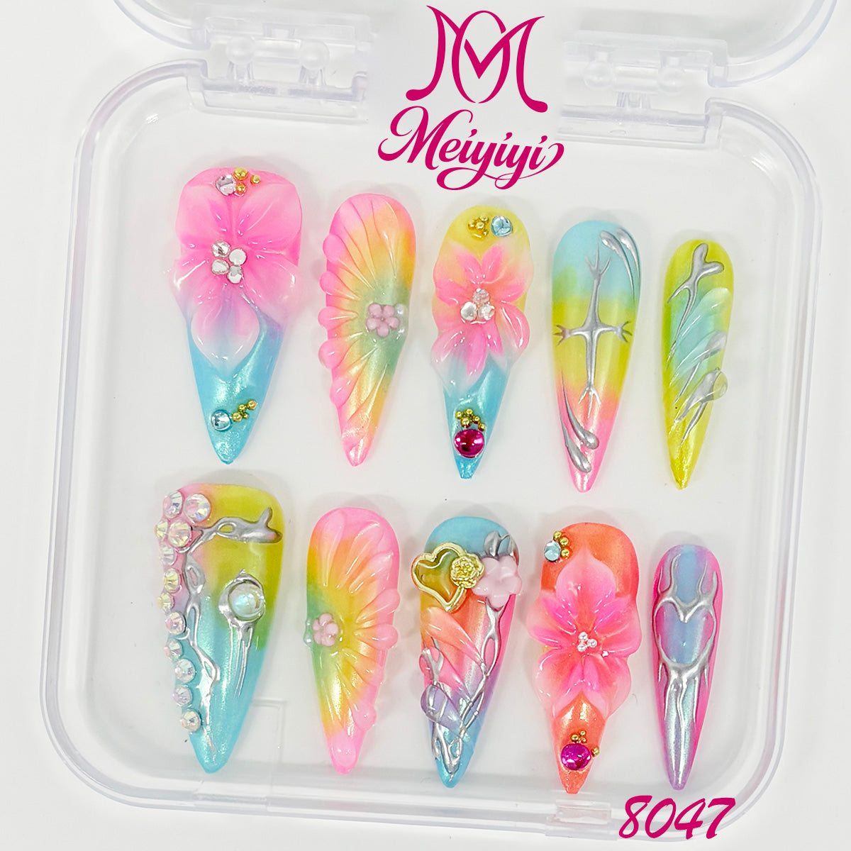 8047-MYY's designer original high-end design customized luxury hand-painted wearable nail art