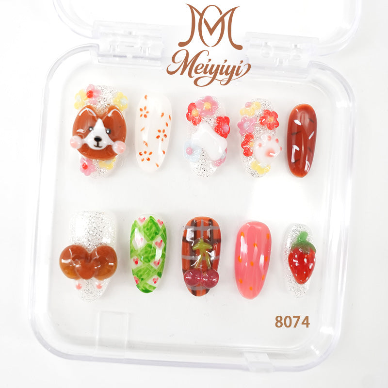 8074-MYY's designer original high-end design customized luxury hand-painted wearable nail art