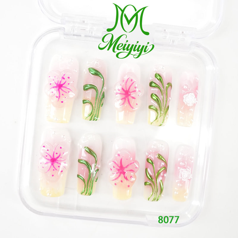 8077-MYY's designer original high-end design customized luxury hand-painted wearable nail art