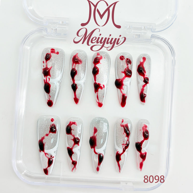 8098-MYY's designer original high-end design customized luxury hand-painted wearable nail art