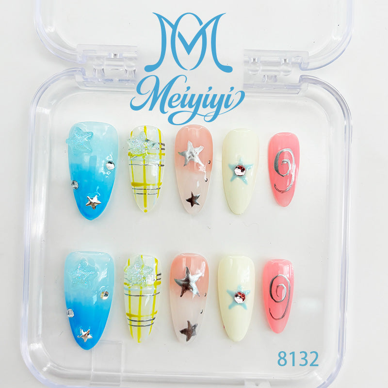 8132-MYY's designer original high-end design customized luxury hand-painted wearable nail art